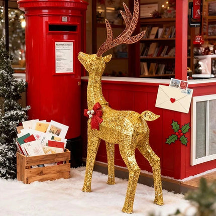 4.2ft Christmas Decoration Reindeer LED Lights Light up Solar Iron Frame Door De