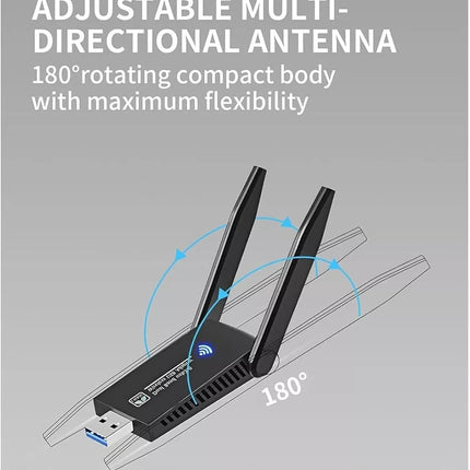1300Mbps USB 3.0 Wireless WiFi Receiver Bluetooth Adapter 5GHz Dual Band Dongle