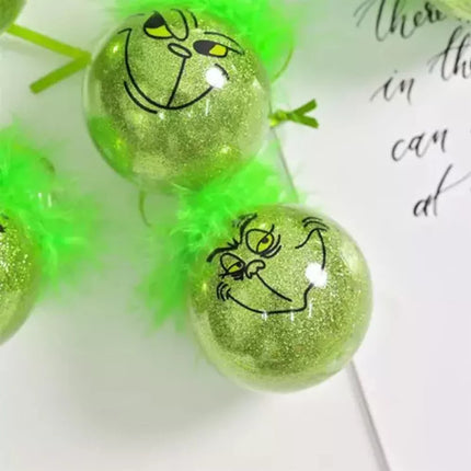 12PCS Grinch Christmas Baubles Christmas Tree Ornament Xmas Ball Party Decor