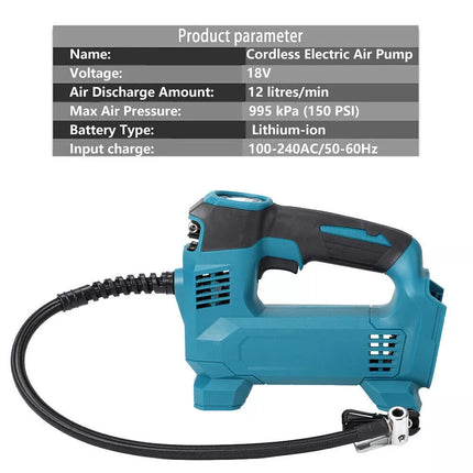 For Makita 18V Cordless Car Tyre Inflator Pump Air Compressor Battery Charger