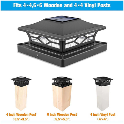 2x LED Solar Powered Deck Post Lights Garden Cap Square Landscape Fence Lamps