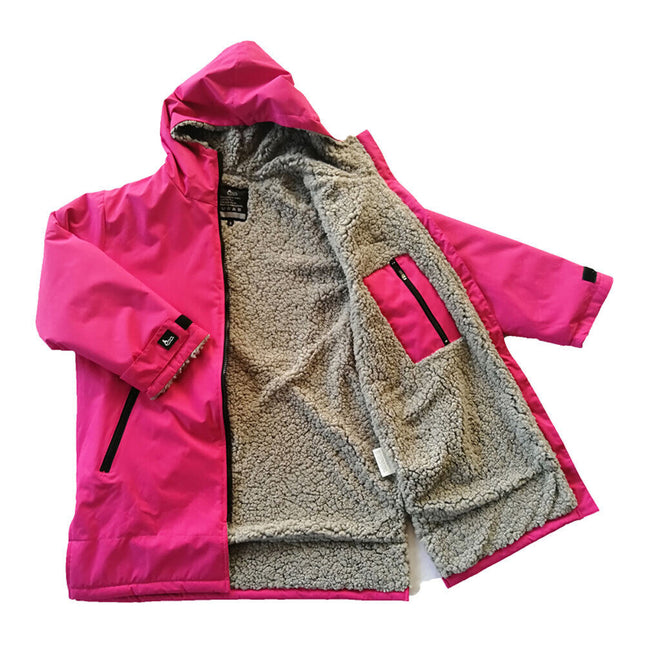 Pink Hooded Kids Changing Robe Jacket Suit Outwear Warm Rain Coat Surf Swim Parka