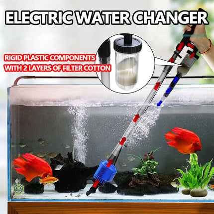 Fish Tank Cleaner Syphon Change Pump Water Filter Aquarium Vacuum Gravel Battery