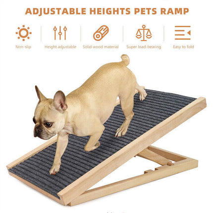 Wooden Foldable Dog Pet Ramp Adjustable Height Dogs Stairs for Bed Sofa Car