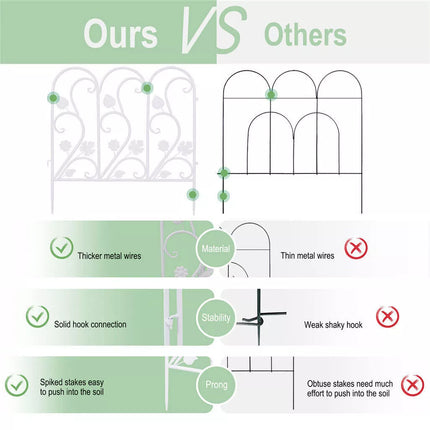 5Pcs Garden Fence Outdoor Coated Metal Landscape Wrought Iron Wire Border Folding