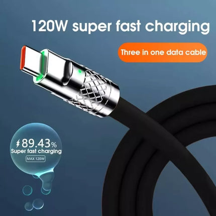 White 3 IN 1 120W Fast Charging Cable Charger USB Type C iPhone Samsung Durable Au
