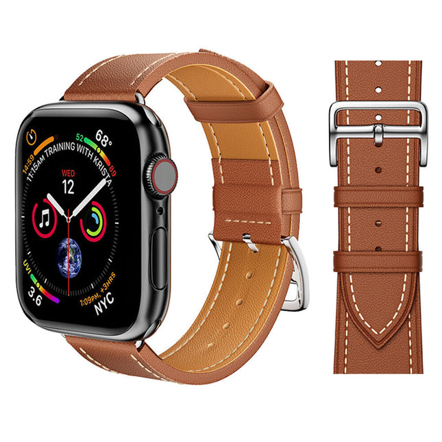 For Apple Watch iWatch Band Series 8 7 6 5 4 3 SE 45 44 41 Leather Strap Brown