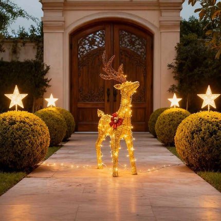 4.2ft Christmas Decoration Reindeer LED Lights Light up Solar Iron Frame Door De