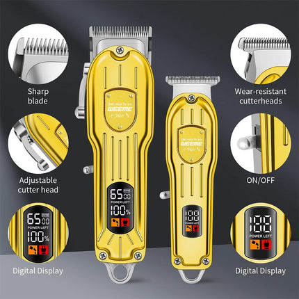 Battery Rechargeable Pro Hair Clipper Set Cordless Hair Trimmer With LED Display