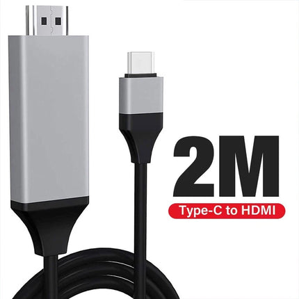 Black 2M 4K USB C to HDMI Cable Type Adapter For iPhone 16 MacBook iPad Android Tab