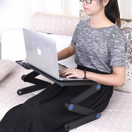 Portable Foldable Laptop Stand Desk Table Tray Adjustable Bedside w Mouse Pad