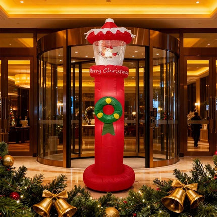 Christmas Inflatables Outdoor Decorations Magical Snow Blowing Door Lighthouse