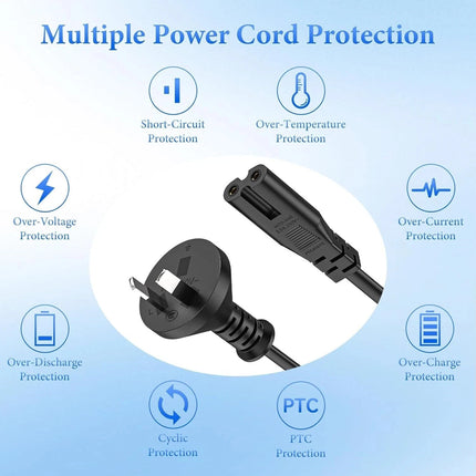 2Pcs SAA Approved Power Cable 2 Pin Figure 8 Australian Plug to IEC-C7 Socket 1.5M