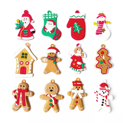 12PCs Gingerbread Man Christmas Tree Hanging Pendant Gift Tree Decor Ornament Set 2