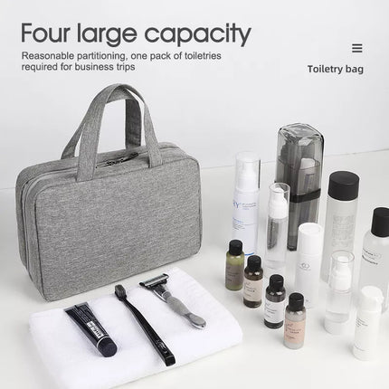 Large Hanging Hook Toiletry Bag Waterproof Travel Makeup Cosmetic Organizer Case Grey