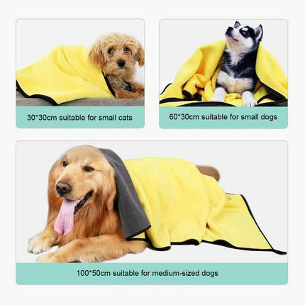 3pcs Pet Drying Towel Ultra-absorbent Water Dog Cat Bath Microfiber Clean Soft Cloth