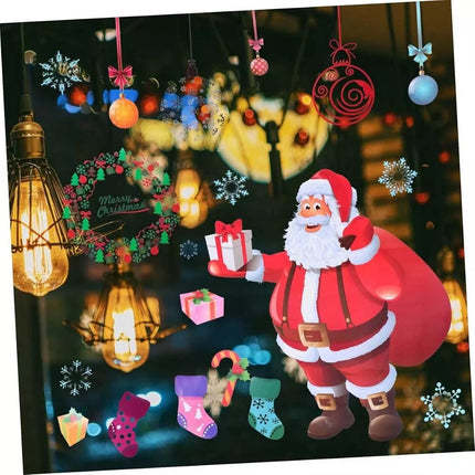 3Pcs Christmas Window Wall Stickers Santa Xmas Wallpaper Home Decor Decorations