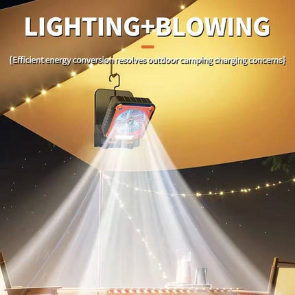 37300mAh Solar Charging Camping Fan with LED light Rechargeable Battery Lantern
