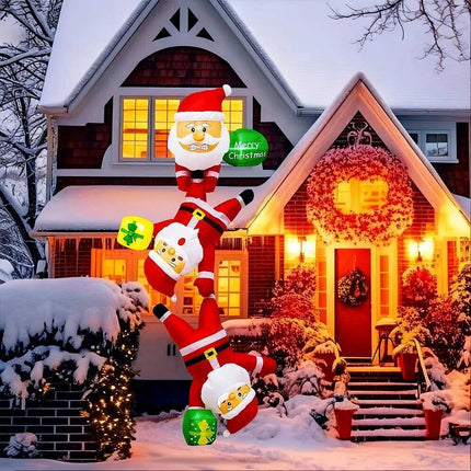 8Ft Inflatable Christmas Cute Funny Hanging Santa Claus With LED lights Xmas