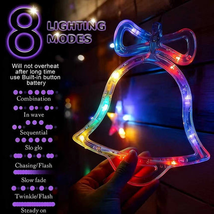 Christmas Hanging Deer Bells Curtain String Lights Garland Fairy Light Window 3M