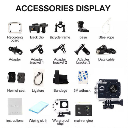 4K 2'' Ultra HD 1080P Sport WiFi 16MP Cam Action Camera DV Video Recorder Go Pro
