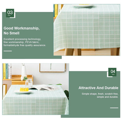 Scandinavian Green Rectangle Table Cloth Water Stain Resistant PEVA Party Tablecloth Desk Cover Mat