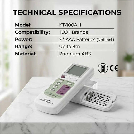 Universal A/C Remote Control for 1,000 Brands KT-100A II Replacement Air Con LCD
