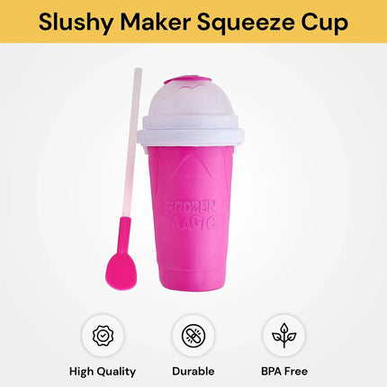Pink Slushie Maker Cup Quick Freeze Magic Squeeze Cup Milkshake Cup Ice Cream Maker