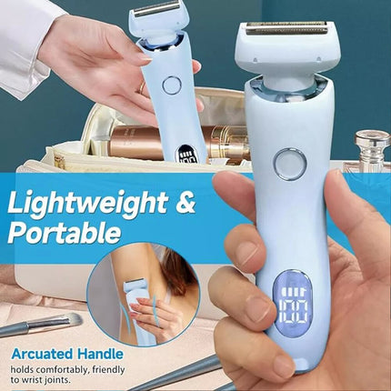 Blue Cordless Womens Electric Shaver Razor - 2-in-1 Gentle & Efficient Hair Trimmer