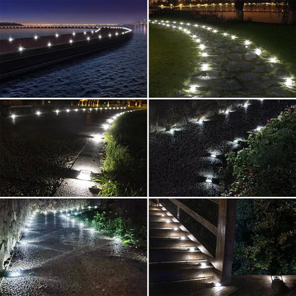 White-4PCS Solar Driveway Lights Deck Pathway Lights Dock LED Light Safety Light