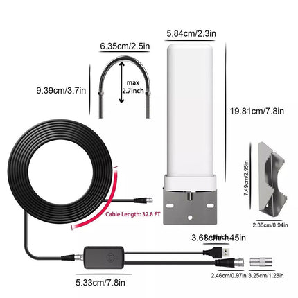 6000 Miles HD TV 1080P Outdoor HD 4K Digital TV Antenna 360° Signal Amplified A+