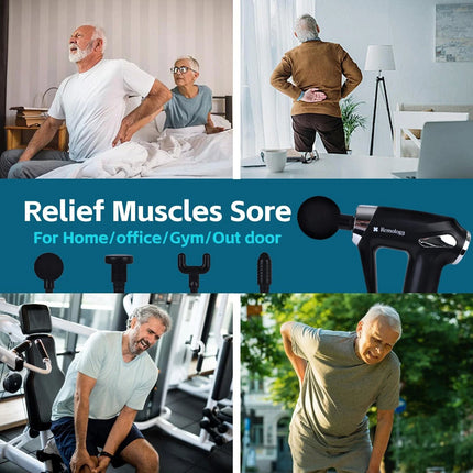 Massage Gun 4 Heads 6 Speeds Vibration Massager Muscle Tissue Percussion Relief