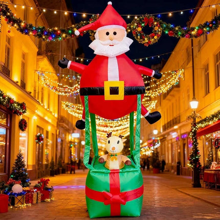 9ft Inflatable Christmas Santa Claus Hot Air Balloon Reindeer Xmas Decorations