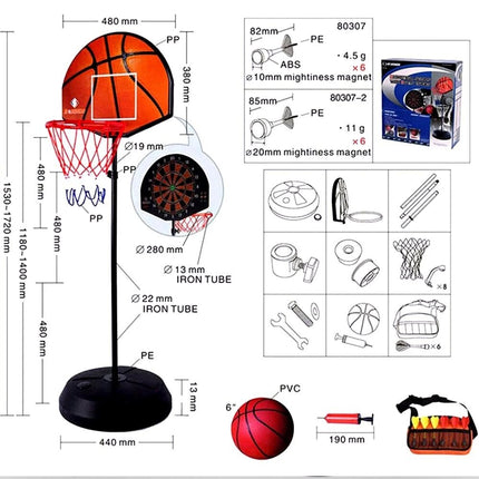 2 in 1 Kids Basketball Hoop Darts Dartboard Game Set Indoor Outdoor Sports Toys