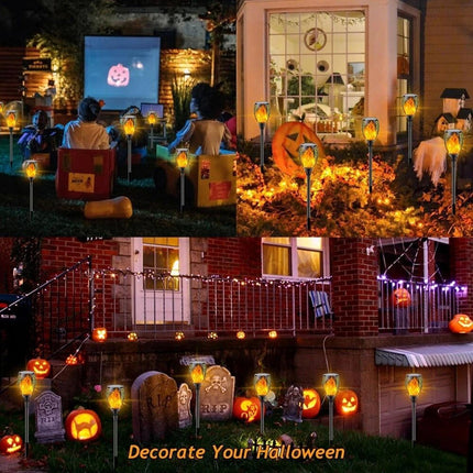 4 Pcs Outdoor Solar Flame Lights Fire LED Torch Garden Halloween Decorations Light