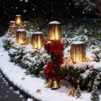 2 Pcs Outdoor Solar Flame Lights Fire LED Torch Garden Christmas Decorations Light