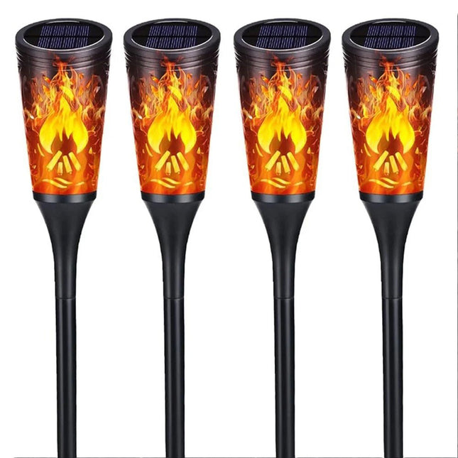 4Pcs Halloween Decoration Outdoor Solar Lights Torch Light Flickering Flame Pathway