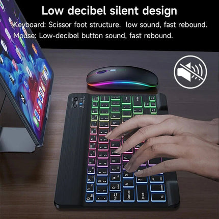 Black Bluetooth Wireless Keyboard Cordless Mouse Backlit Portable For Laptop Desktop