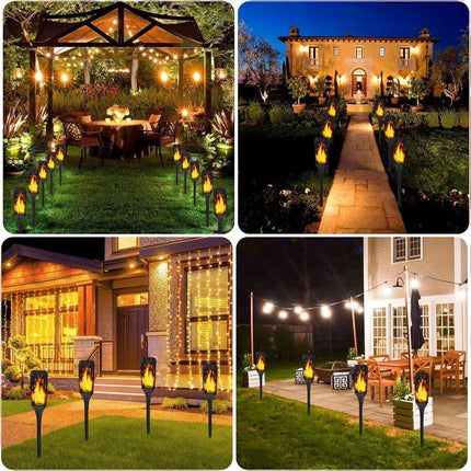 4 Packs Halloween Decoration Outdoor Solar Lights Torch Light Flickering Flame Pathway