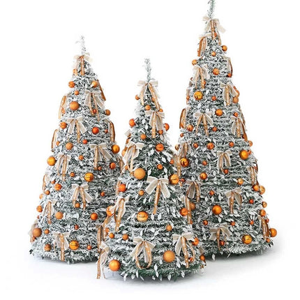 Pre-Decorated Christmas Tree Foldable Holiday Decoration With LED lights Xmas