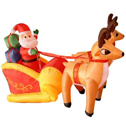Christmas Inflatables Santa Claus with Two Cute Reindeer LED Lights Outdoor