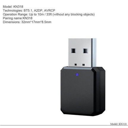 2in1 USB Bluetooth5.0 Transmitter Receiver Audio Adapter AUX 3.5mm TV PC Speaker