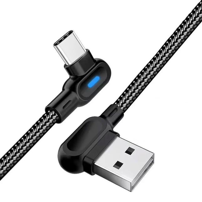 90 Degree Angle Fast USB Charging Cable Charger Cord Samsung Braided Type C