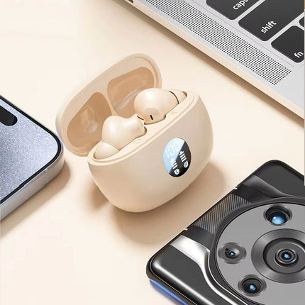 Cream White Sweatproof Wireless Bluetooth Earphones Headphones Sport Gym Earbuds with Mic
