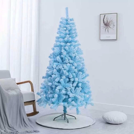 2.1m/1.8m/1.5m Flocked Christmas Tree Xmas Trees Decorations Blue With LED Light