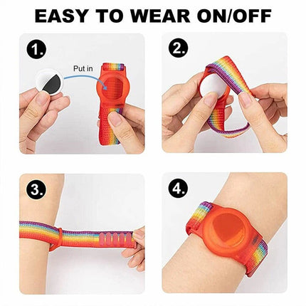 3Packs Apple AirTag Case Wristband Protective Cover Colorful & Rainbow & Grey