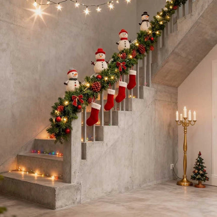 9Ft Pre-Lit Christmas Garland Festive Artificial Decoration with LED Lights