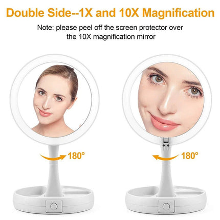 10X Magnifying Makeup Cosmetic Beauty Bathroom Mirror & LED Light 360° Rotation