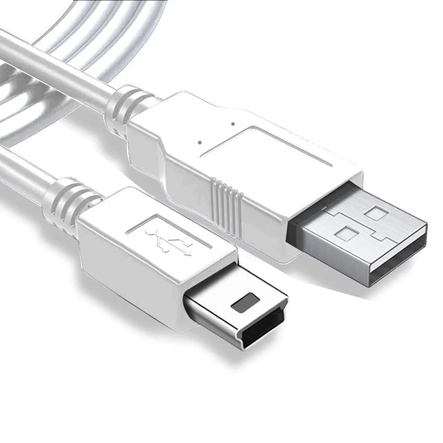 White Premium USB to Mini USB Cable Mini-B 5Pin Data Sync Charging Charger Cord 1m