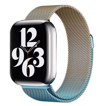 STEXX Apple Watch Band Series 7 SE 6 5 4 3 2 Magnetic Stainless Gold Blue